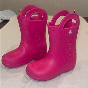 CROCS Handle It Rai Boots Big Kids Youth Size C13 Pink Waterproof Pull up